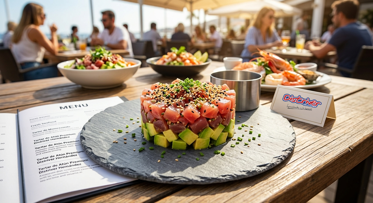 Descubre cómo preparar un tartar de atún profesional para restaurantes, bares y gastrobares utilizando productos Horeca de Distriver Hernández. Una receta fresca, rentable y perfecta para el verano.